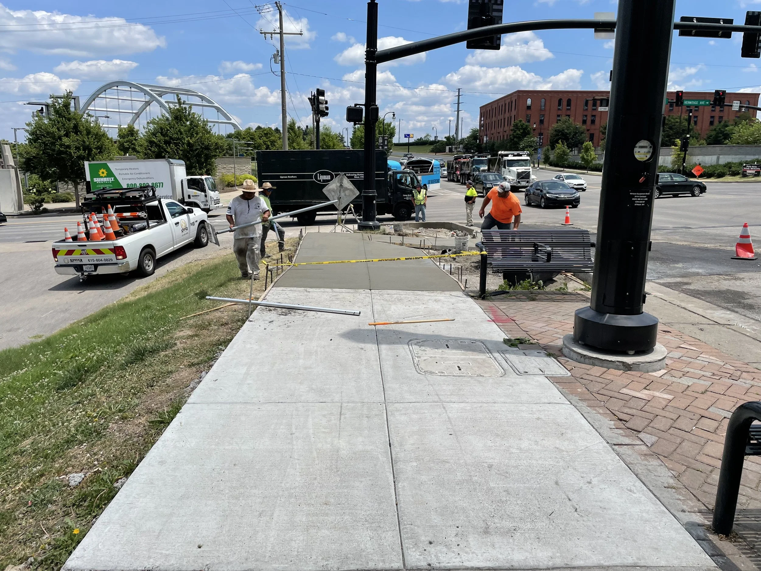 A sidewalk repair in downtown Nashville performed as a part of the Music City Grand Prix project