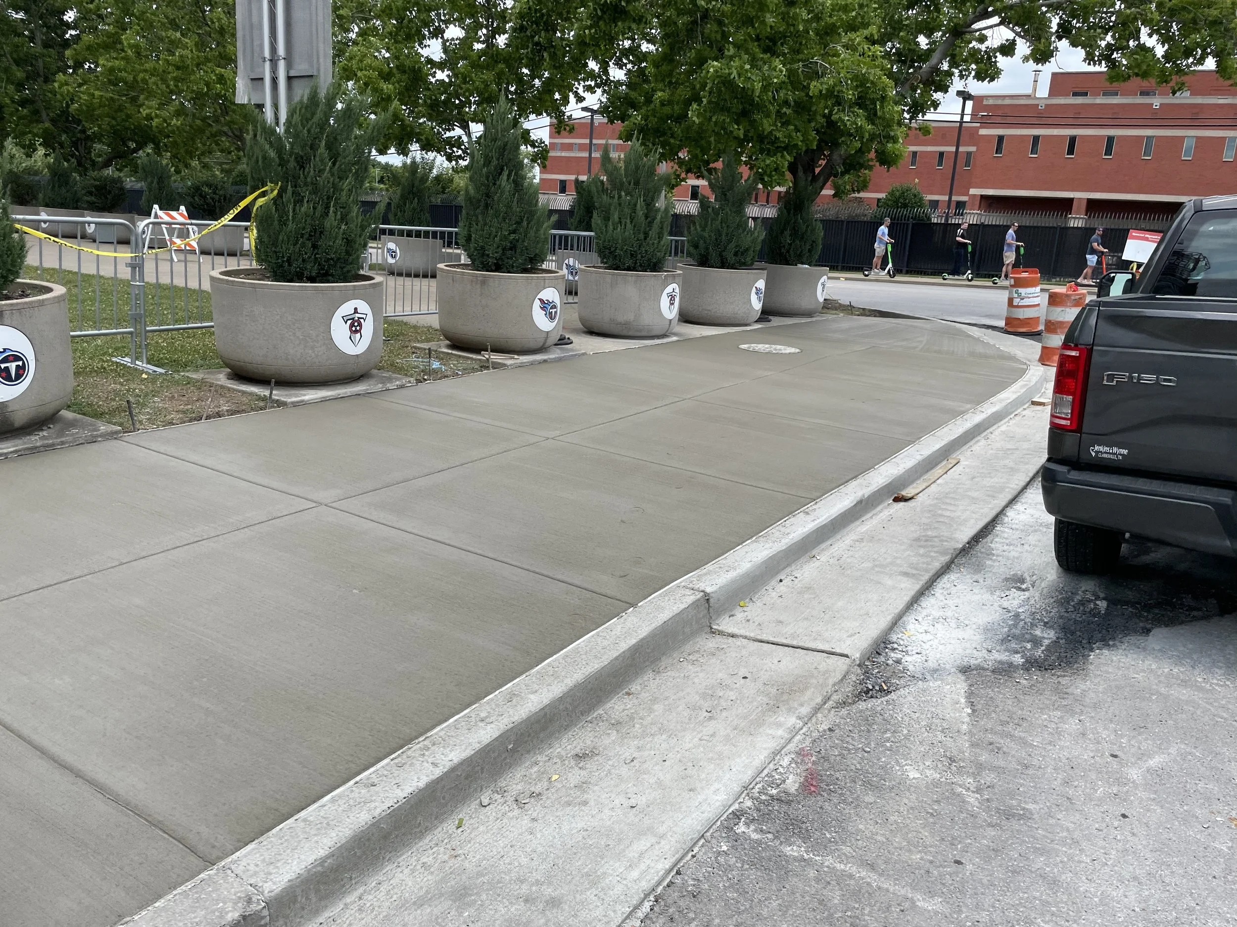 Sidewalk poured in Nashville Tennessee as a part of the Music City Grand Prix project near Nissan Stadium along S 2nd St and Russel St in Metro Nashville Davidson County
