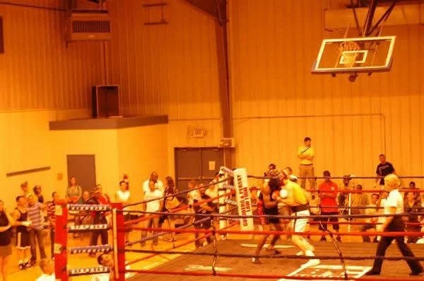 Coach Damien in his first boxing match