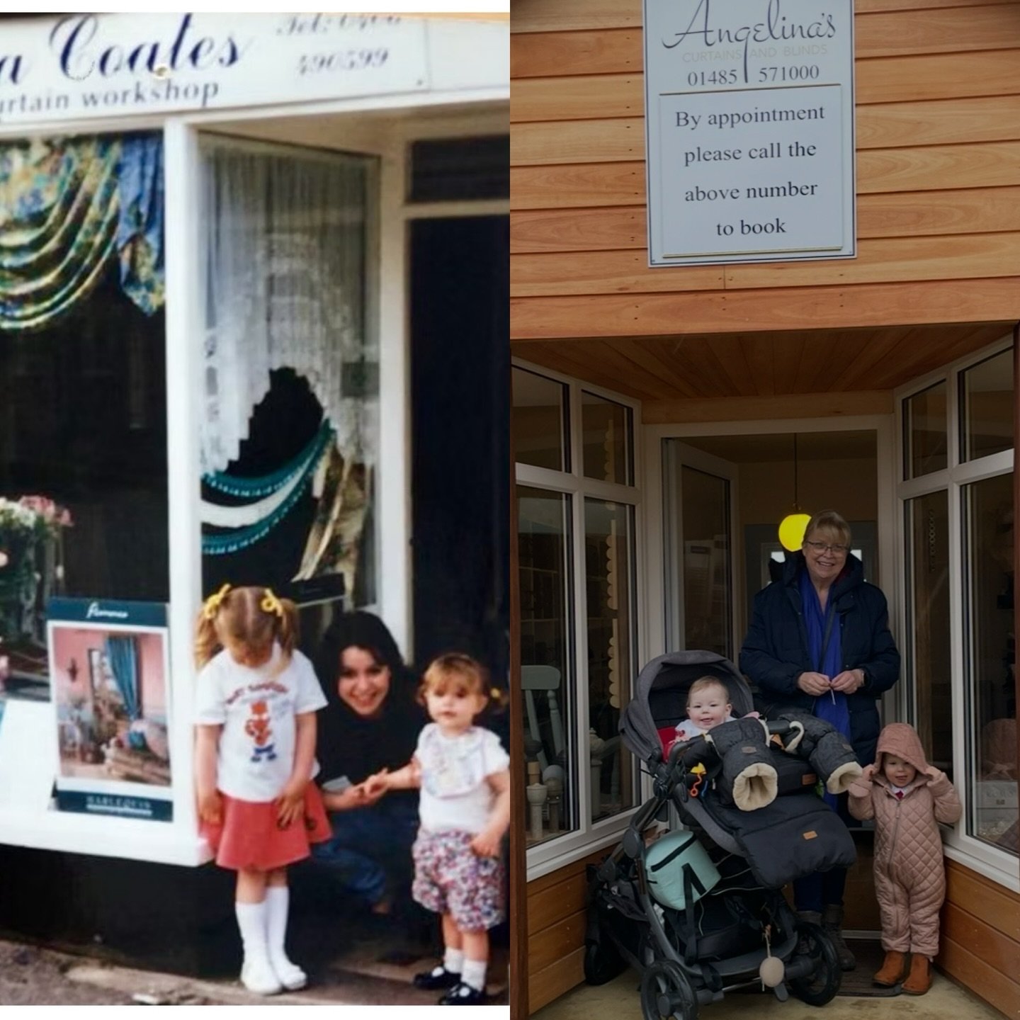 Then and now! Same doorway, a different generation 🤍

What started as a small family curtain workshop has grown alongside our family, shaped by years of hard work, care, and pride in doing things properly.  Here&rsquo;s my girls and I in 1993! And m