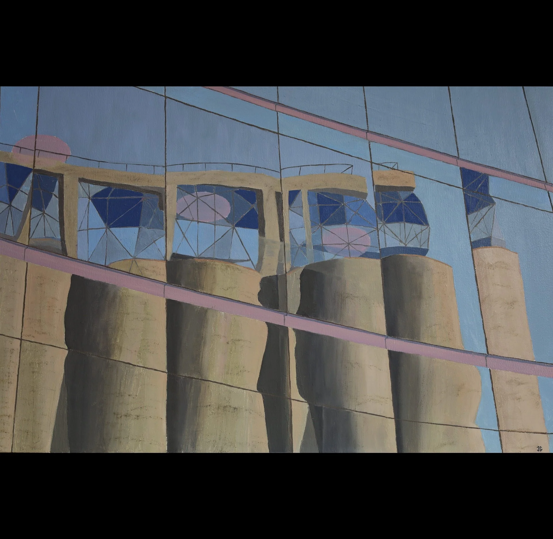 Stone, Steel and Glass (I). Oil on aluminium  panel, 75x50cm (30x20").