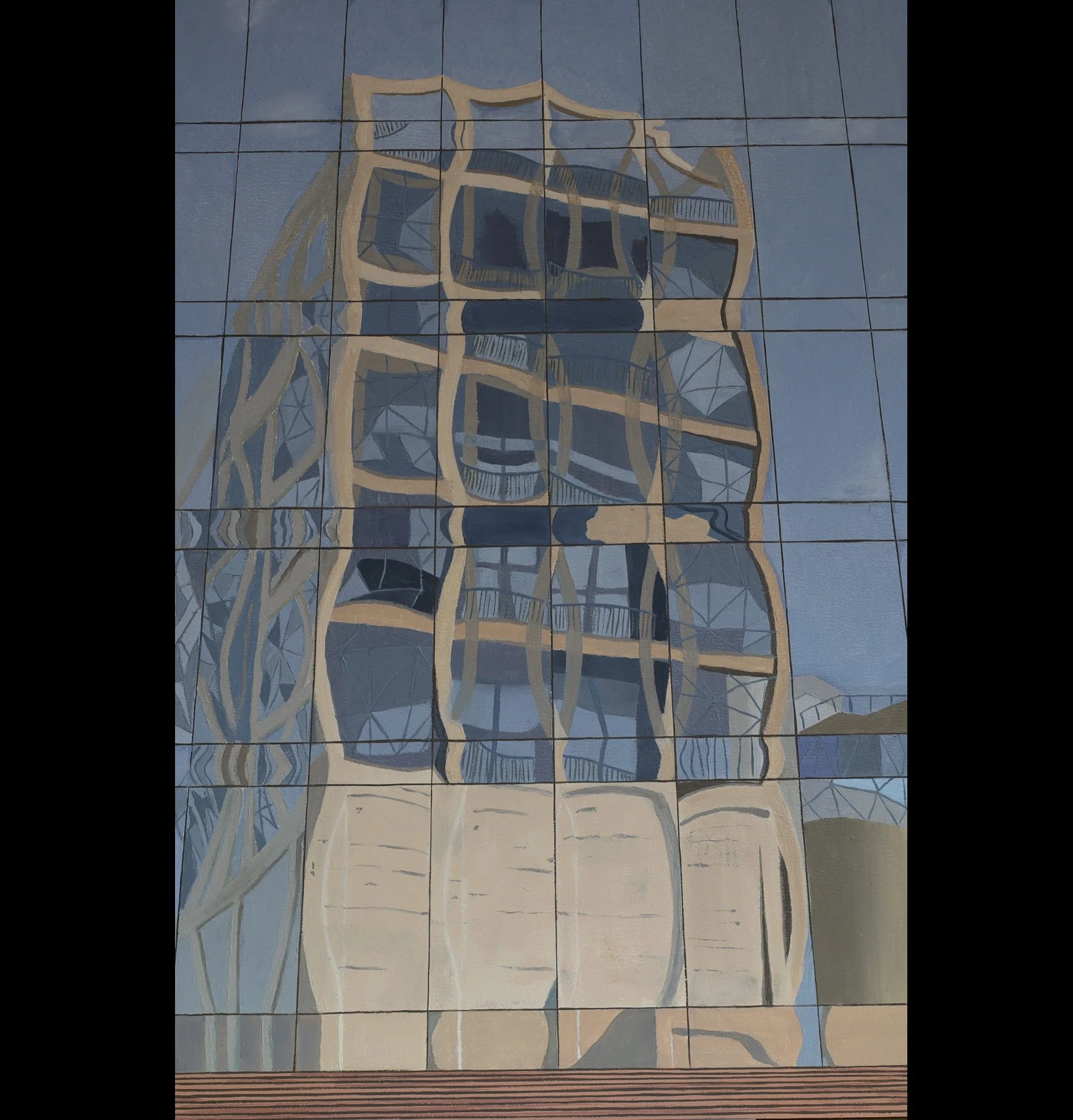 Stone, Steel and Glass (II). Oil on aluminium  panel, 50x75cm (20x30").