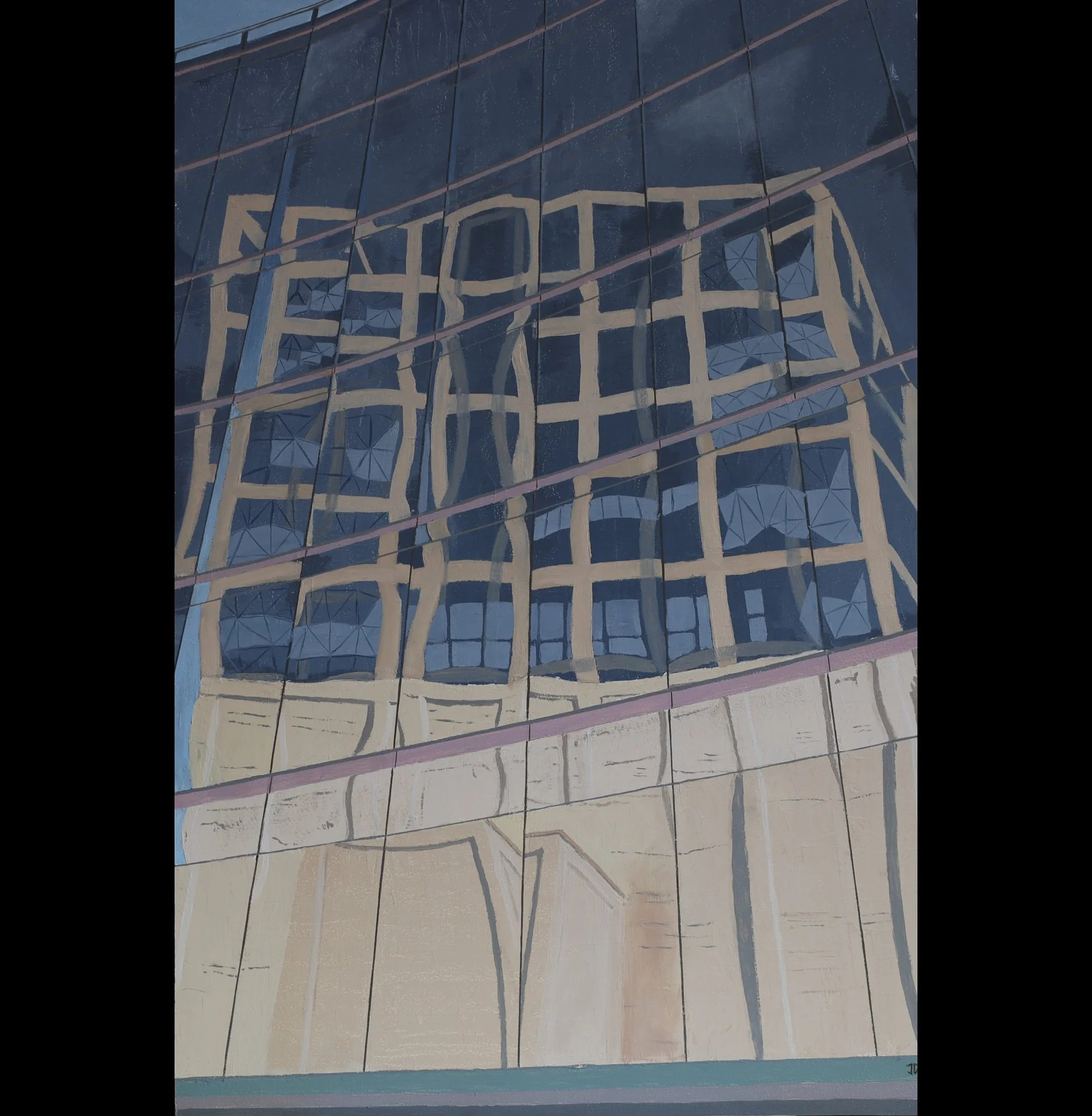 Stone, Steel and Glass (III). Oil on aluminium  panel, 50x75cm (20x30").