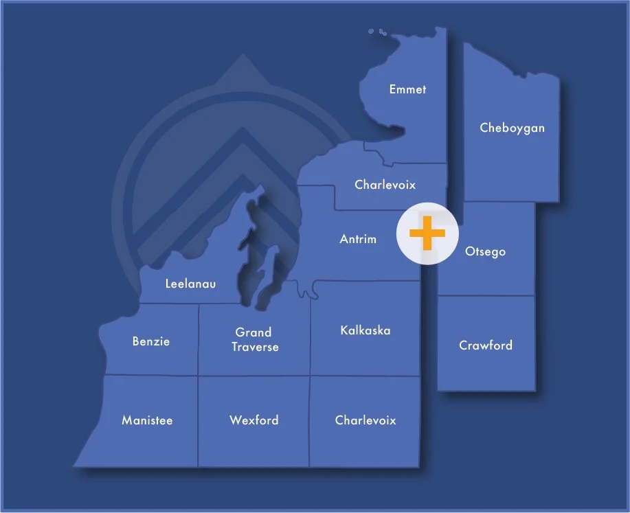 Map of 13 northwest Michigan counties
