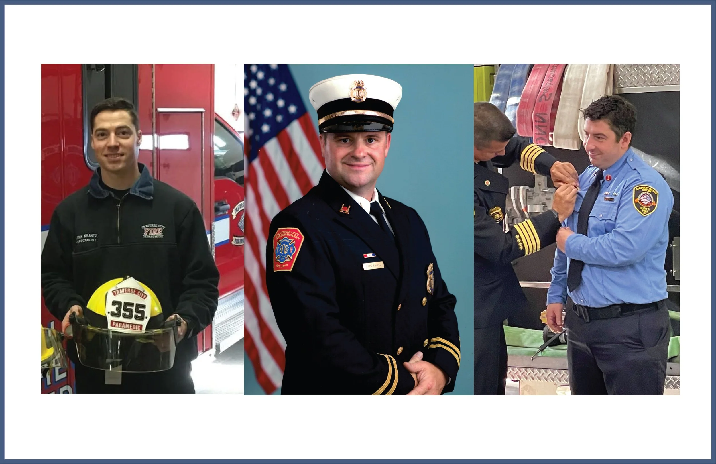 Image of three northwest Michigan firefighters in uniform