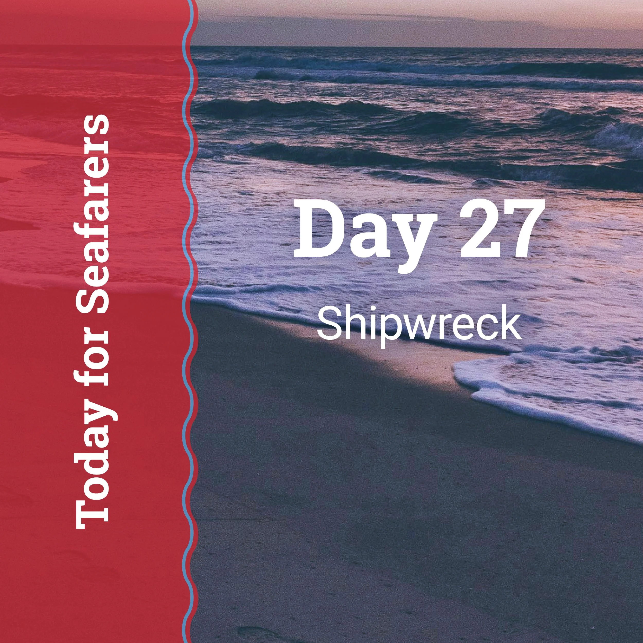 Pinkish water lapping up on shore