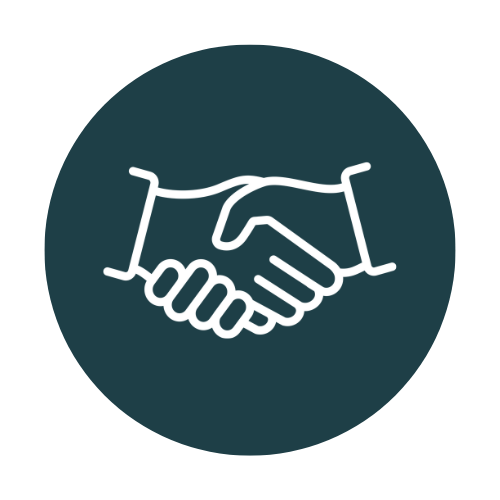 Icon of two hands shaking.