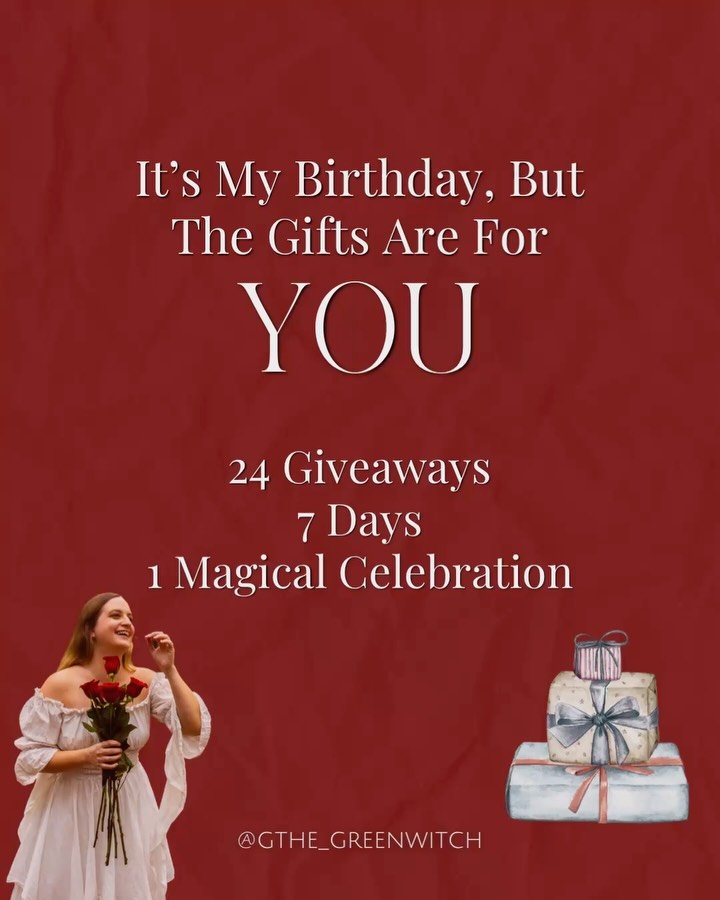 ✨Birthday Giveaway Magic Starts Tomorrow✨ 

To celebrate 29 trips around the sun, I&rsquo;m hosting 24 giveaways over 7 days&mdash;and you&rsquo;re invited to the party 💃🏼

Prizes include everything from free card pulls, to a free month in The Gard