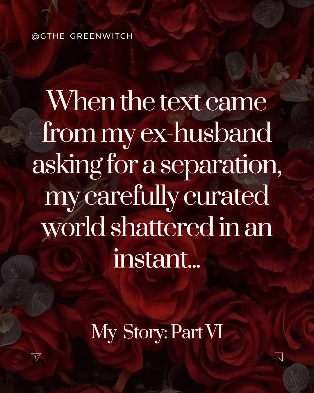 When the text came in December 2nd, 2021, from my ex-husband asking for a separation, everything I&rsquo;d clung to for safety since I was 17 years old, went up in smoke.

My identities. My codependent life and marriage. The illusion of control. 🪞

