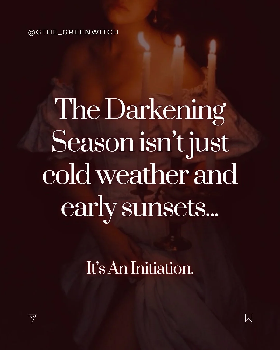 🕯️Between Samhain and the Winter Solstice, comes the sacred portal of The Darkening Season.

A liminal space our ancestors honored,
when the veils thinned, the days shortened, 
and the Earth rooted down in her quiet power 
for a sacred rest. 🌑

The