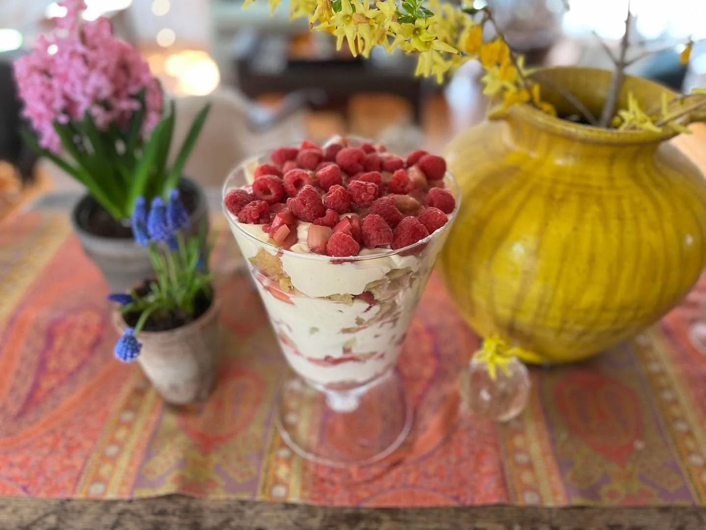 Limoncello, Rhubarb and Raspberry Trifle