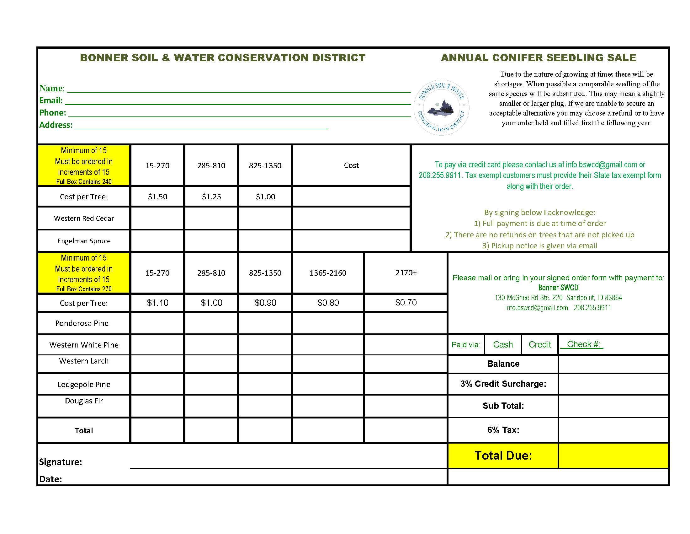 Annual Conifer Seedling Sale