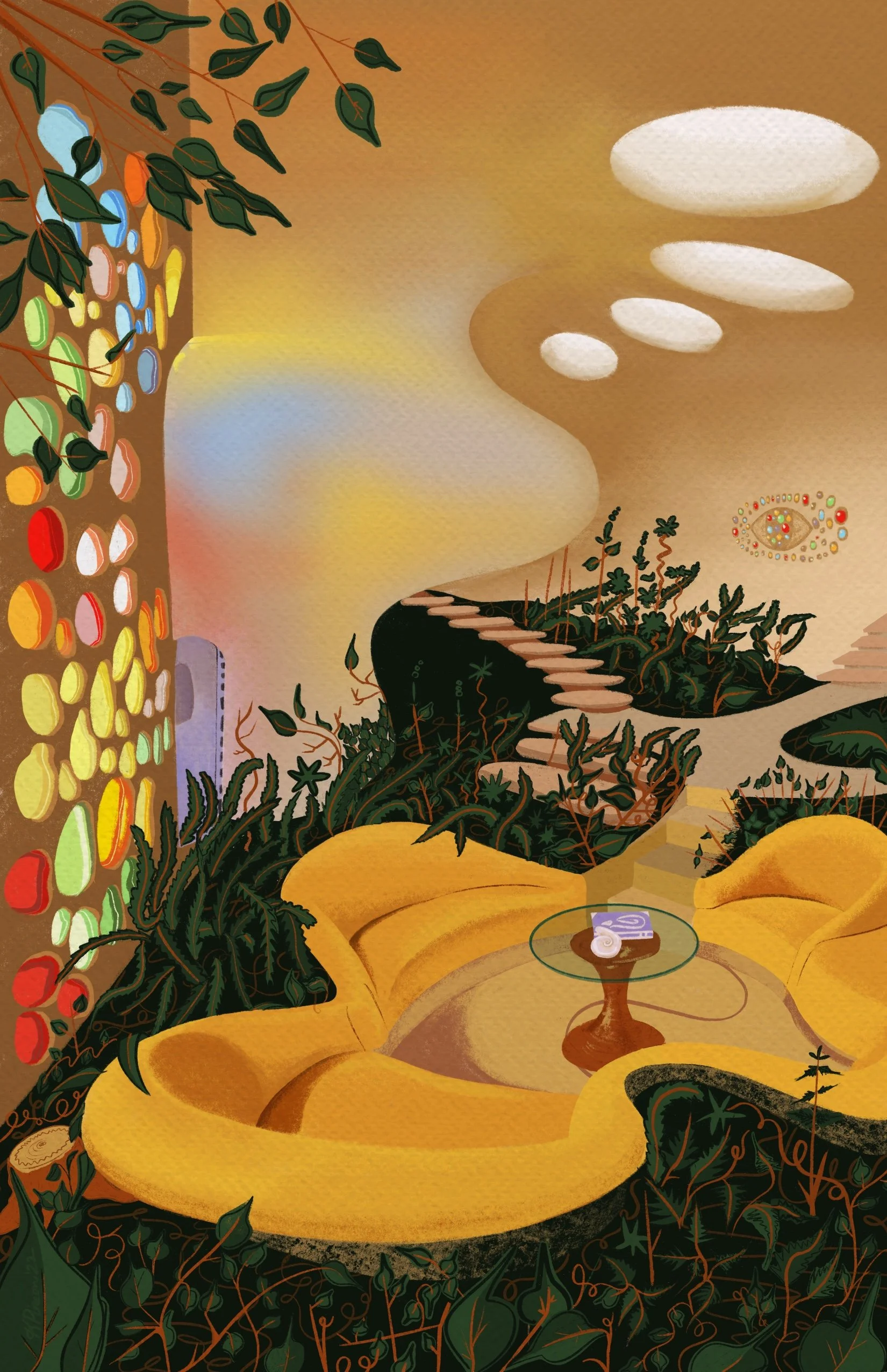 katie pinzon illustration retro futuristic earth home