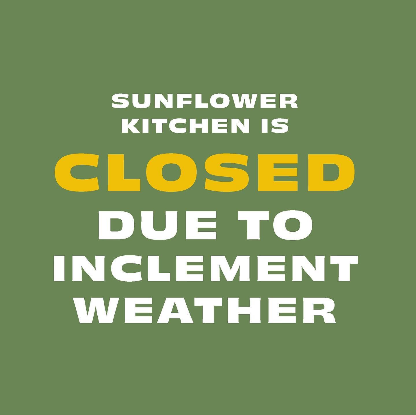 🌻 Our kitchen will be CLOSED today due to the weather 🌧 However, the @oklawahabrewing tap room will remain OPEN 🍺 Be safe out there!