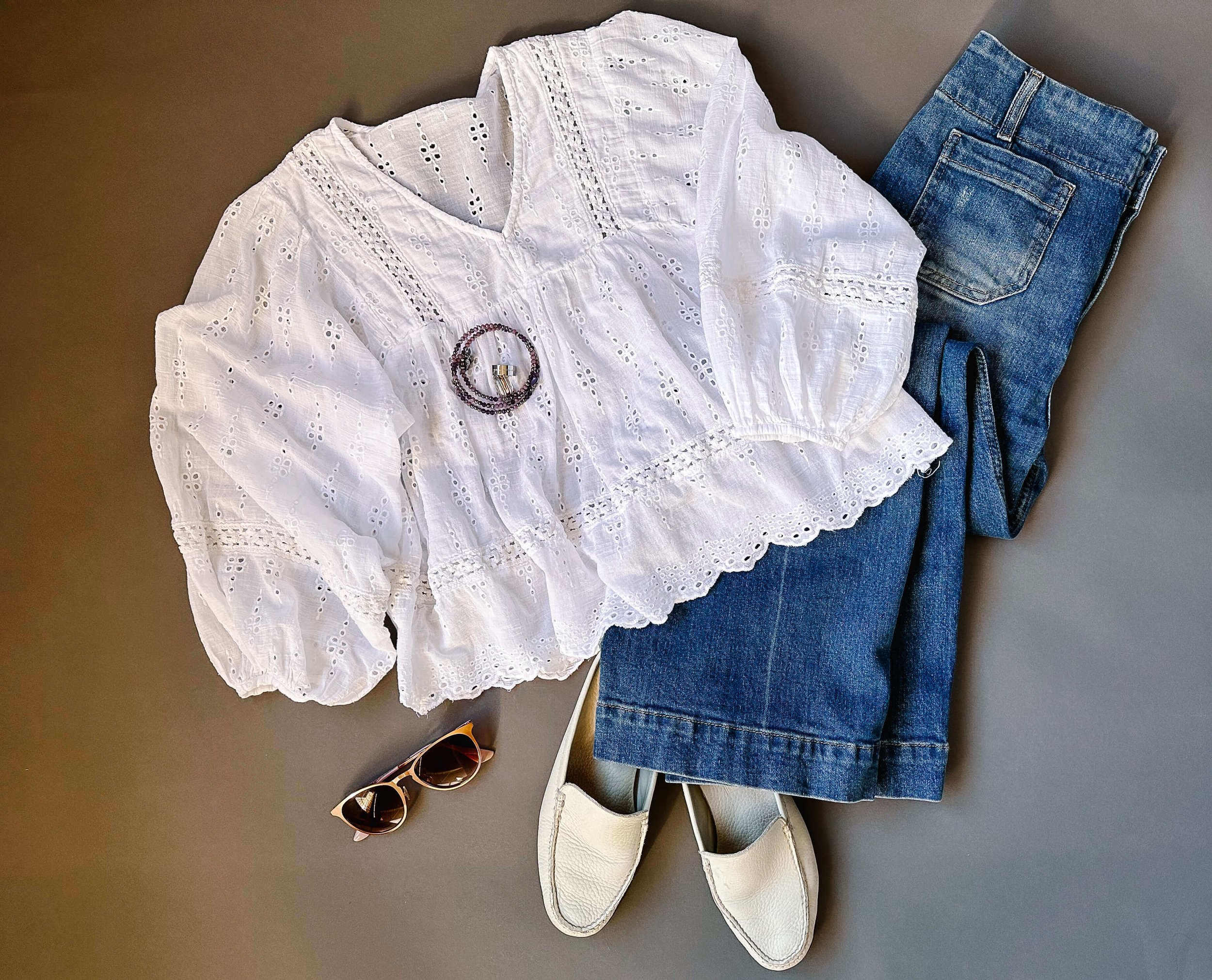 Bell Jeans with boho white