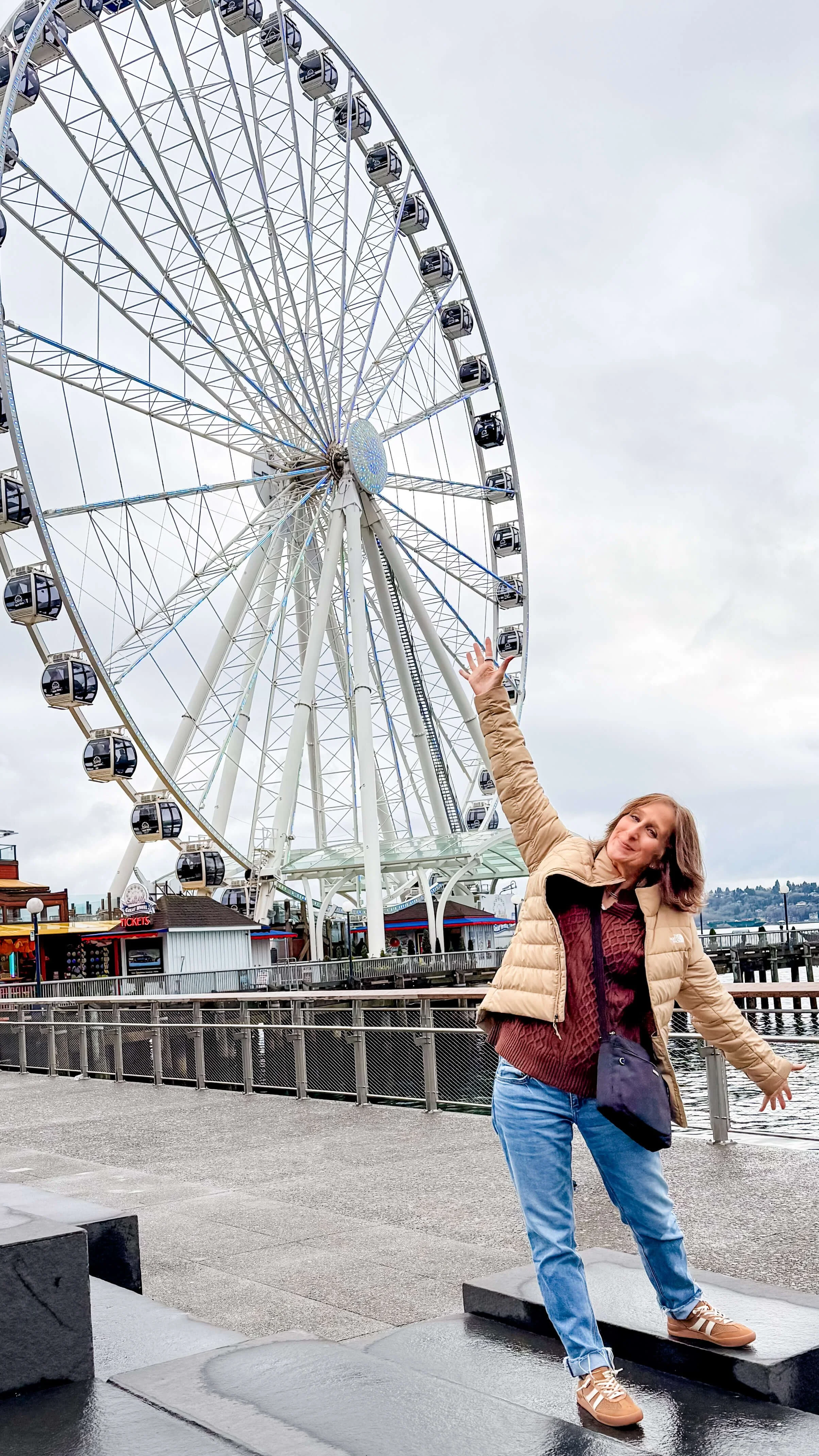 North face jacket, jeans, Navy Pier