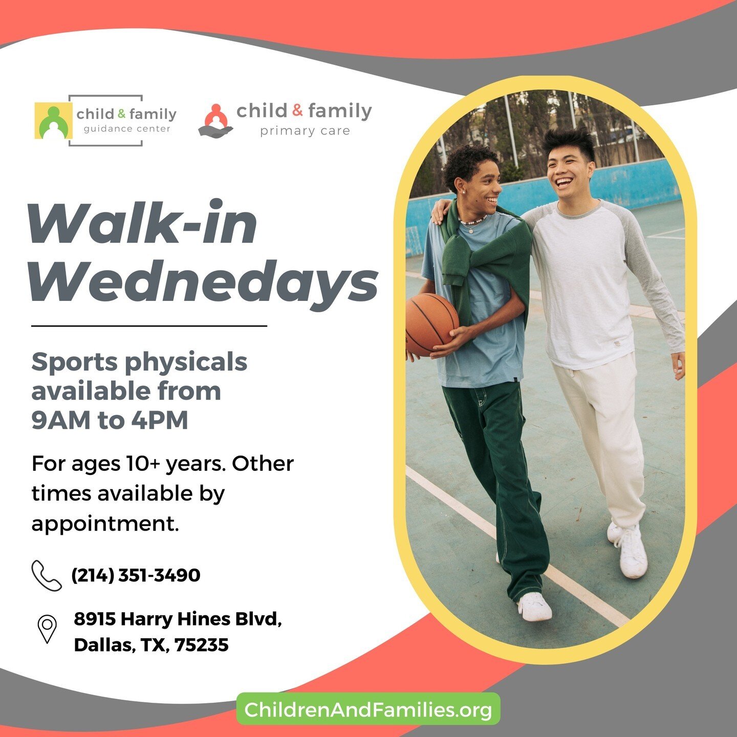 Every Wednesday, walk-ins are available from 9AM - 4PM for our $10 sports physicals! Other times are also available by appointment. If you have any questions, please message us or give us a call at 214.351.3490.