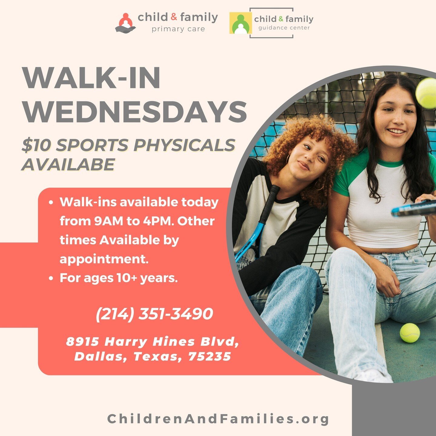 Every Wednesday, walk-ins are available from 9AM - 4PM for our $10 sports physicals! Other times are also available by appointment. If you have any questions, please message us or give us a call at 214.351.3490.

#DallasMentalHealth #TexasMentalHealt