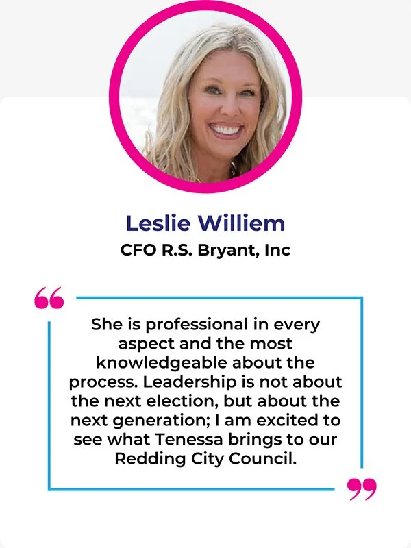 Leslie Williem endorses Tenessa Audette for Redding City Council 2022 election