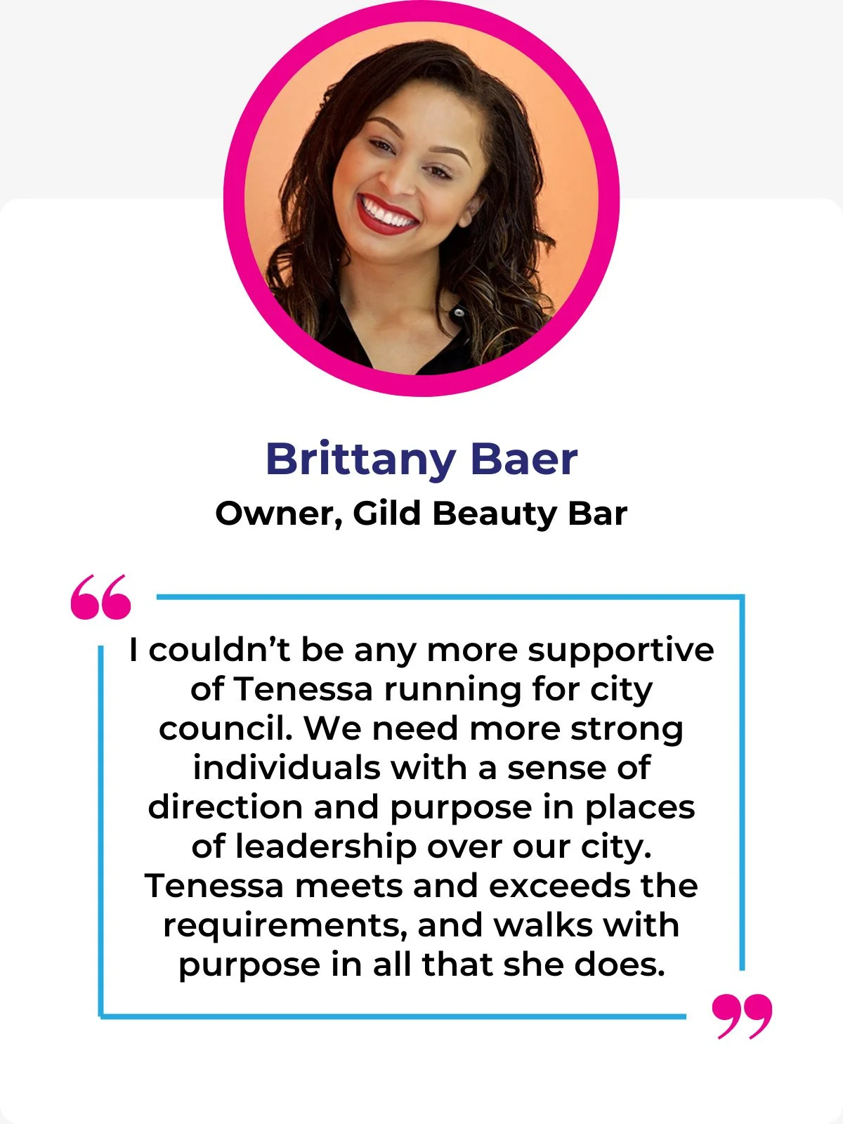 Brittany Bear endorses Tenessa Audette for Redding City Council