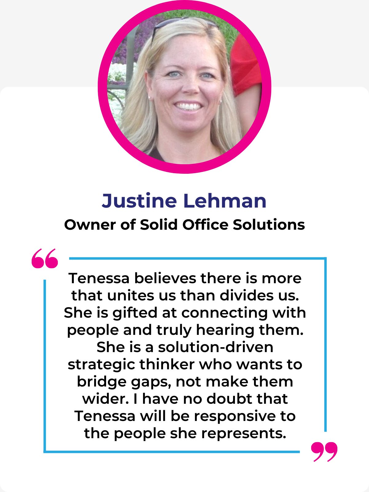Solid Office Solutions in Redding, CA endorses Tenessa Audette