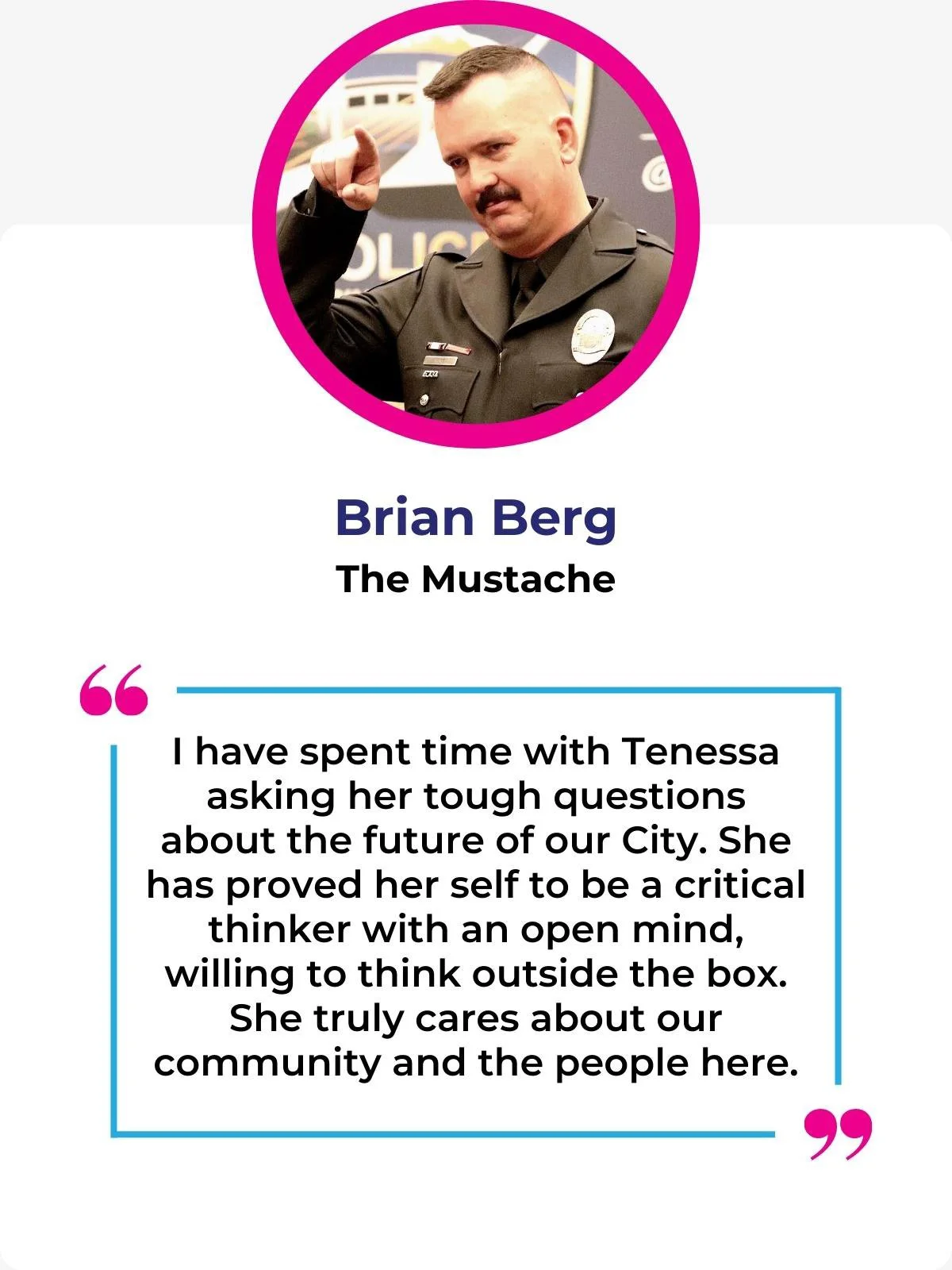 Brian Berg endorses Tenessa Audette for Redding City Council