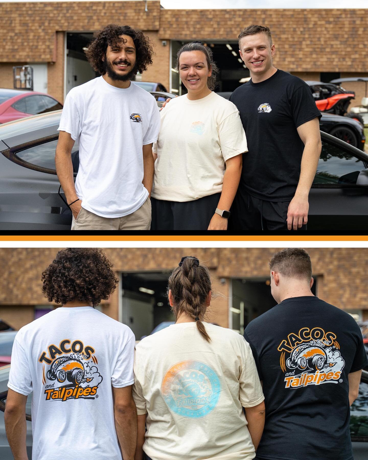 TNT tees &amp; stickers will be for sale at the Merch Table tomorrow🌮💨
.
Modeled by the Drew, Claire, and Casey.
.
The &ldquo;TnT OG Tee&rdquo; will be available in black and white for $35 
.
The &ldquo;Summer Limited Edition TnT Comfort Colours te
