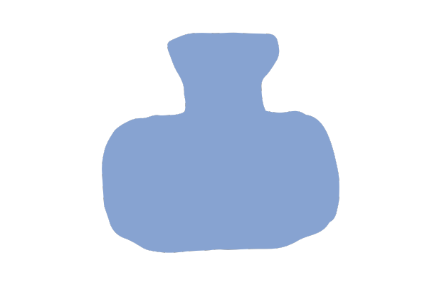 Silhouette of a blue vase with a narrow neck and wider base.