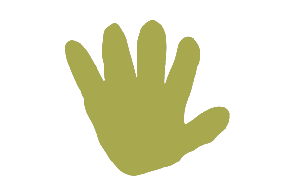 A green silhouette of a human hand against a black background.