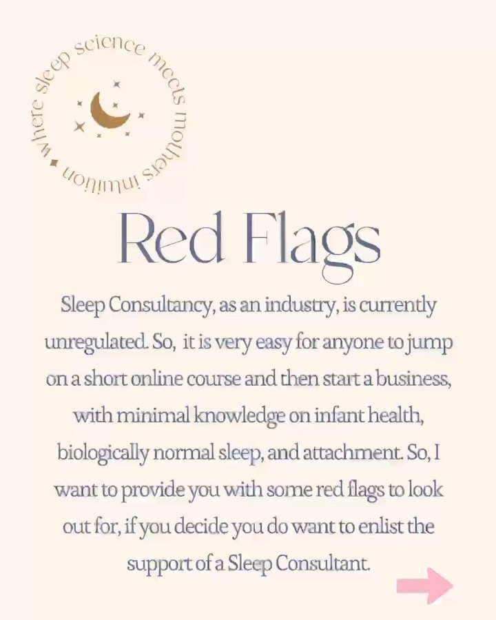 ❌ As many of you know and are aware, the world of Infant Sleep Consultancy is an unregulated industry and profession, meaning we have many, many, terrible individuals profiting off sleep deprived parents using horribly outdated methods (which then pe