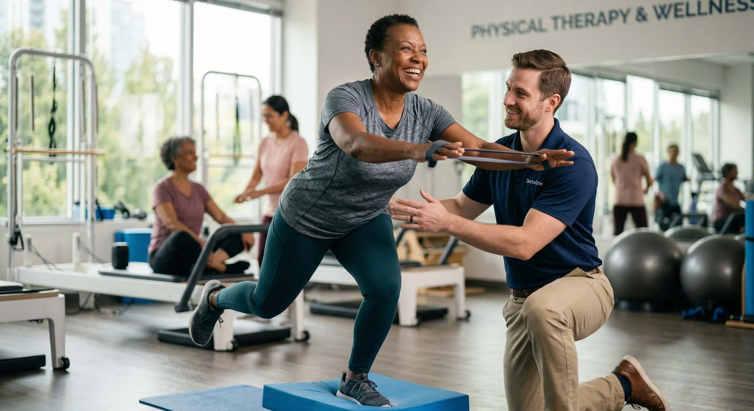 smiling-woman-balancing-physical-therapy-pain-management