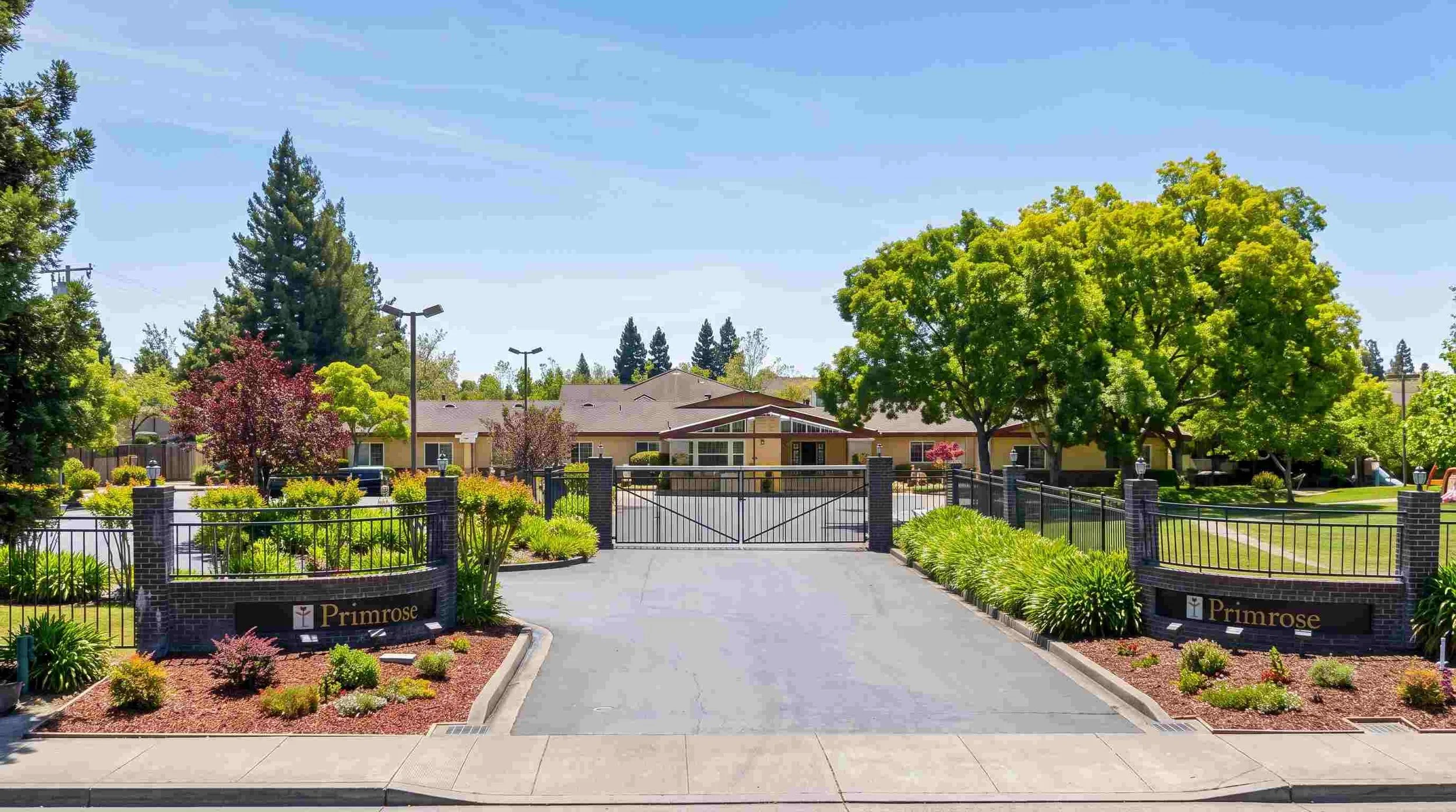 Entrance and garden walkway at Primrose Alzheimers Living on Guerneville Road in Santa Rosa