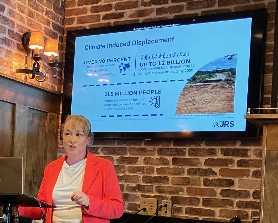 August 27, 2025: Bridget Cusick, V.P. of Marketing and Communications for Jesuit Refugee Service (JRS) introduced us to their remarkable support for displaced people.
