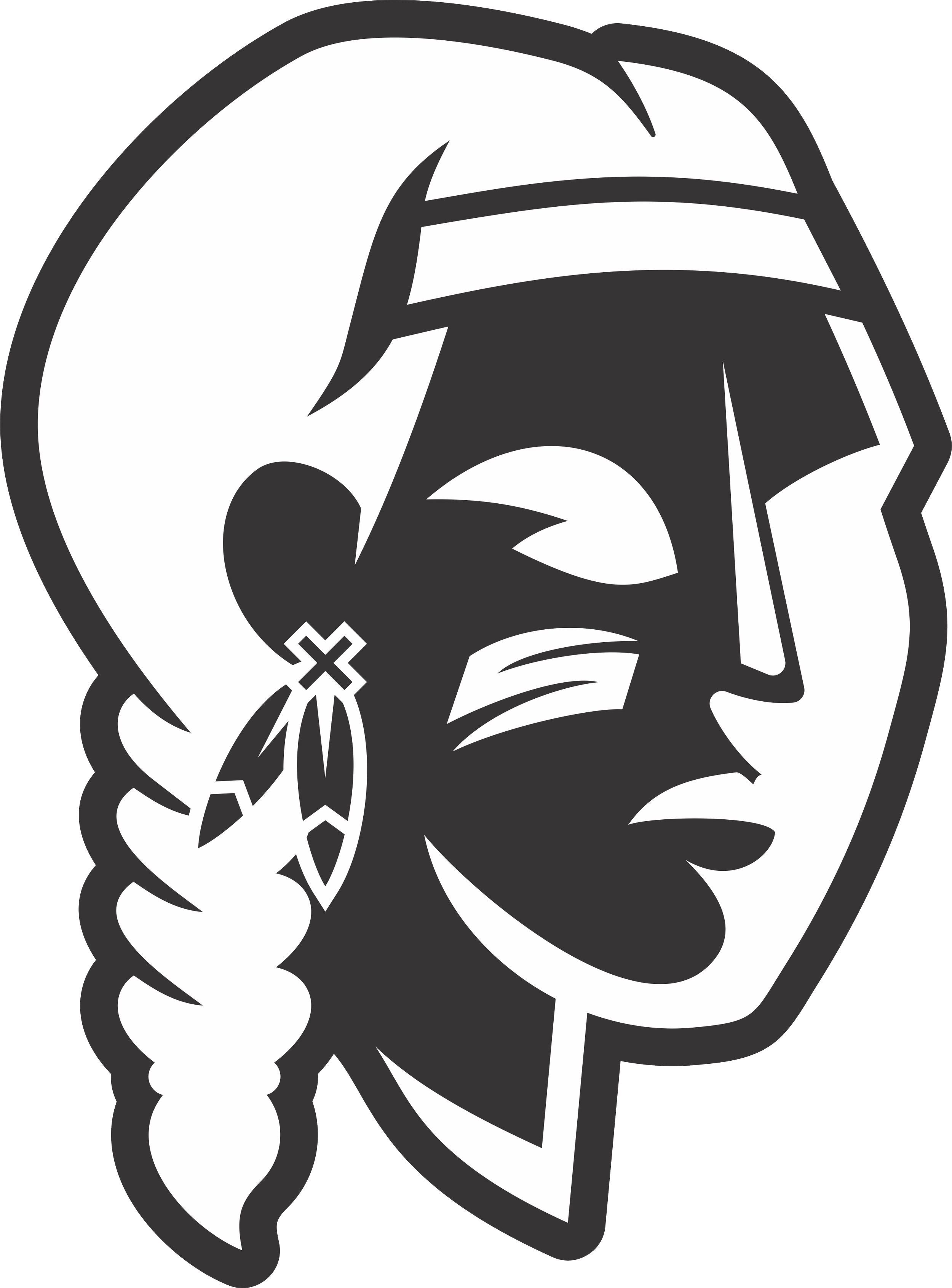 Female Mascot (White on Black)