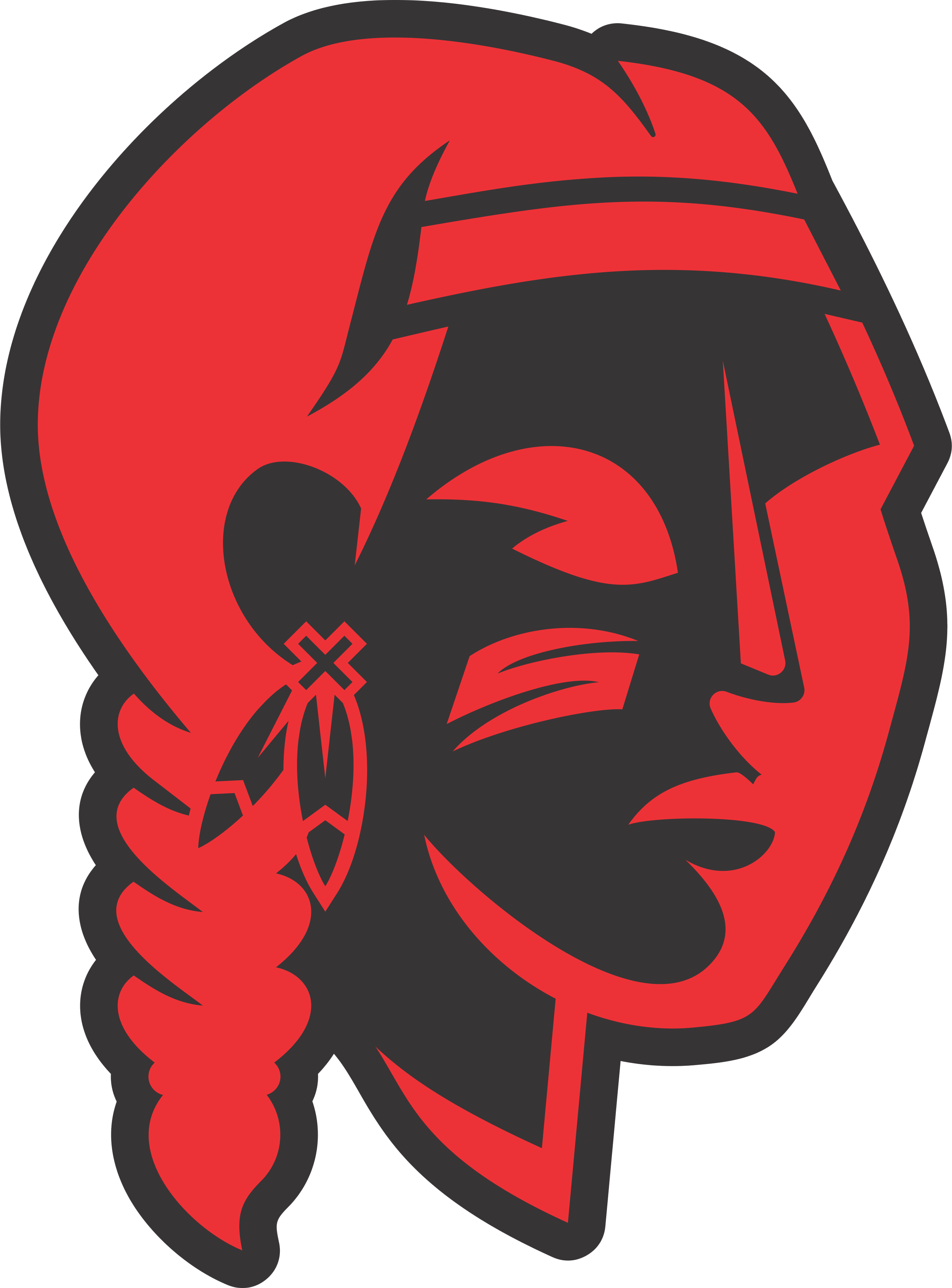 Female Mascot (Red on Black)