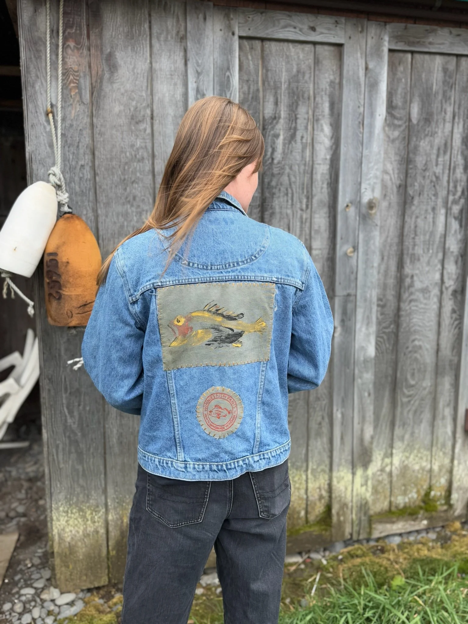 Vintage Jean Jacket with Quillback Print
