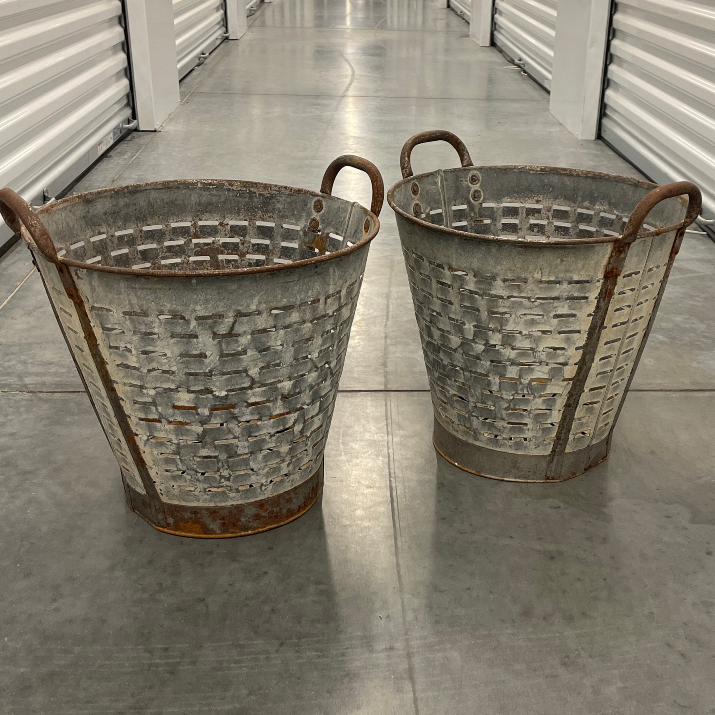 Olive Buckets, a Pair