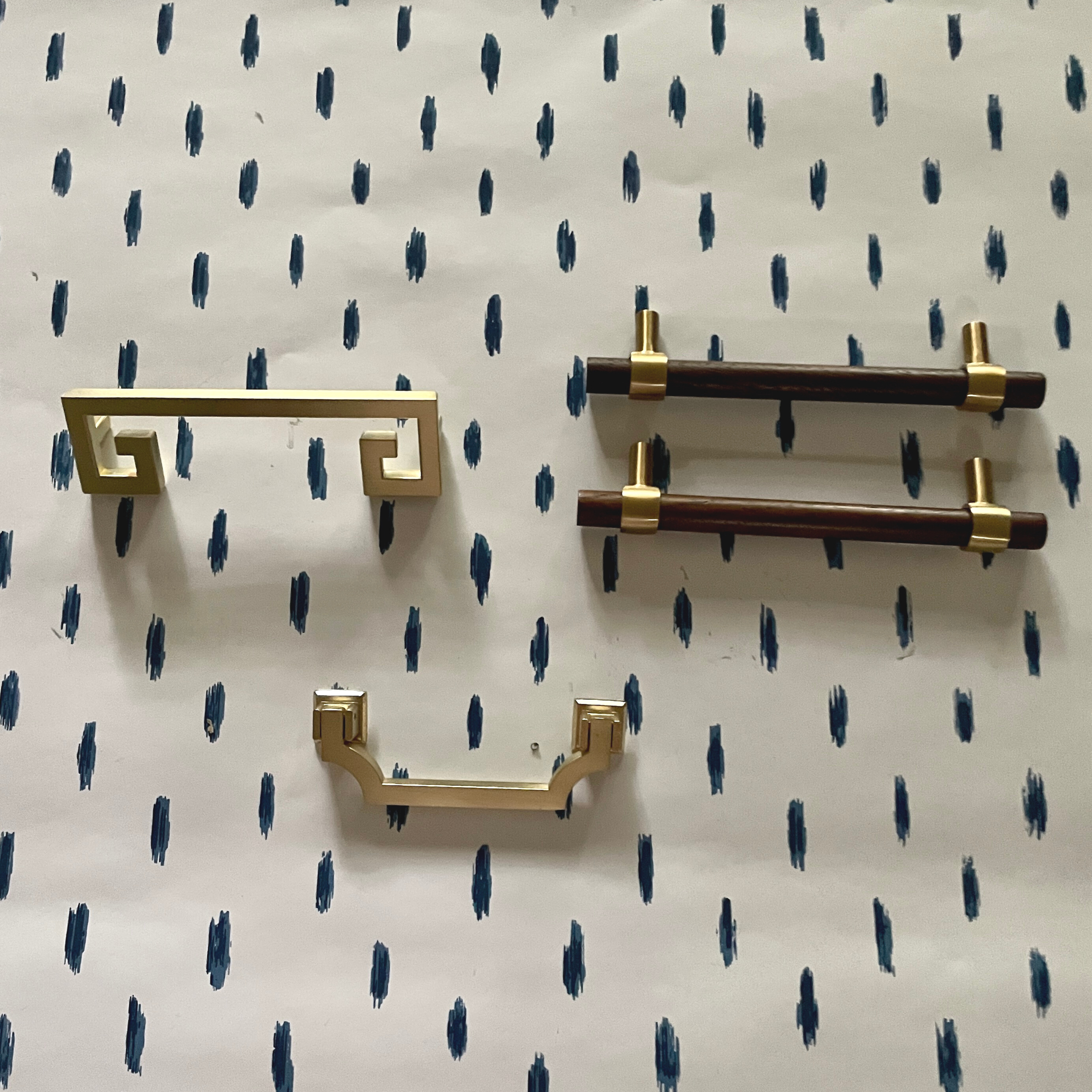 Set of Brass and Wood Pulls