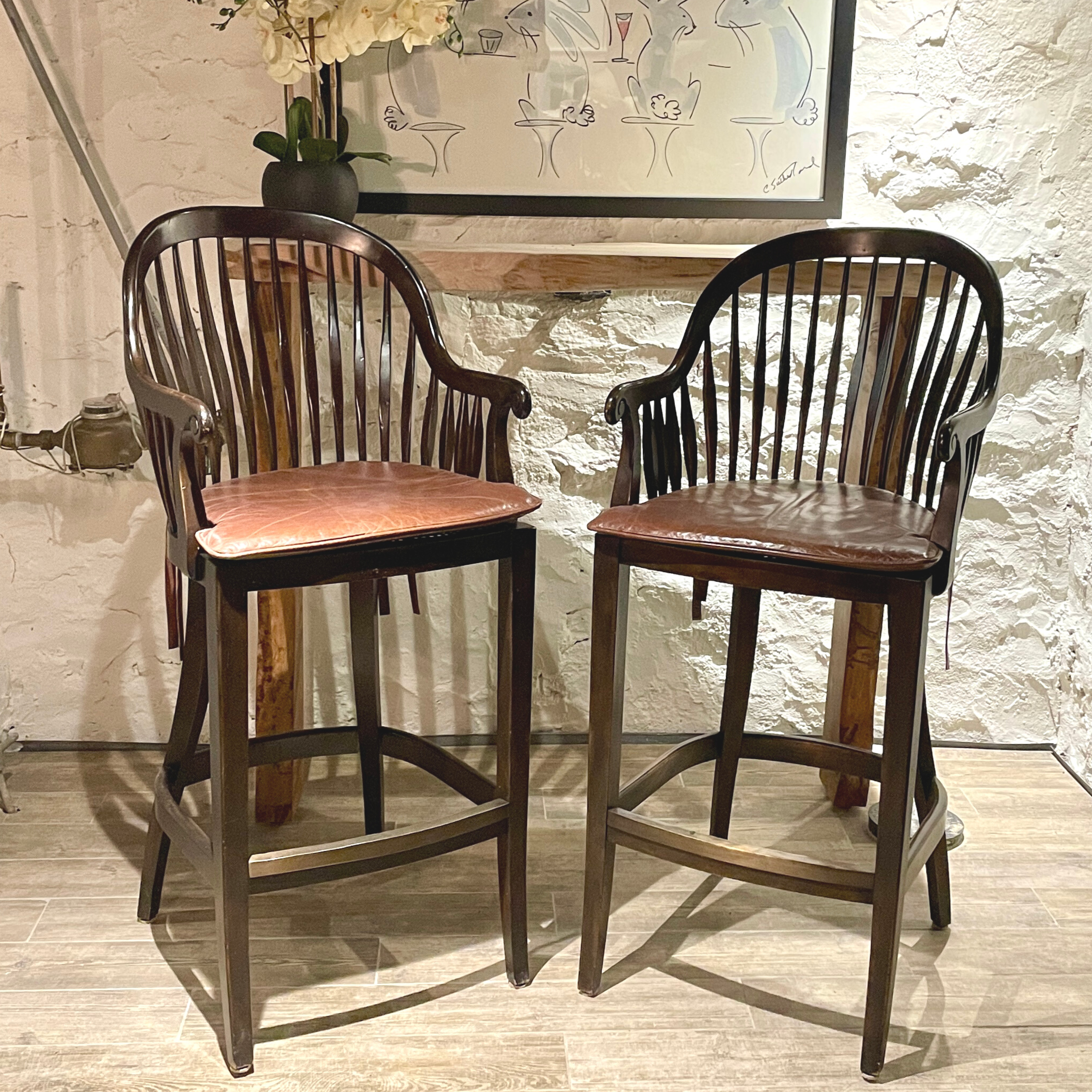 Windsor Style Barstools, a pair