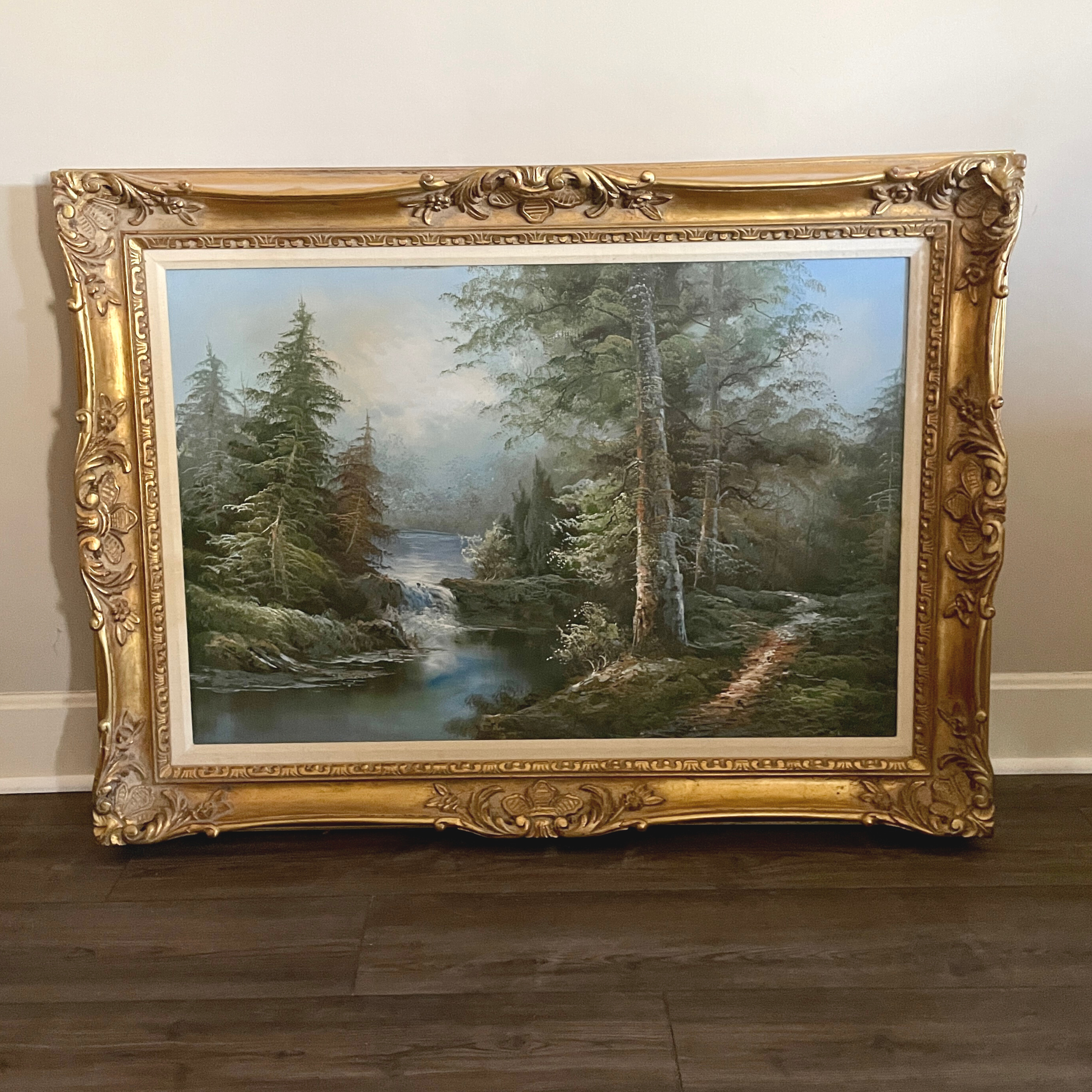 River Scene Artwork in Gold Frame