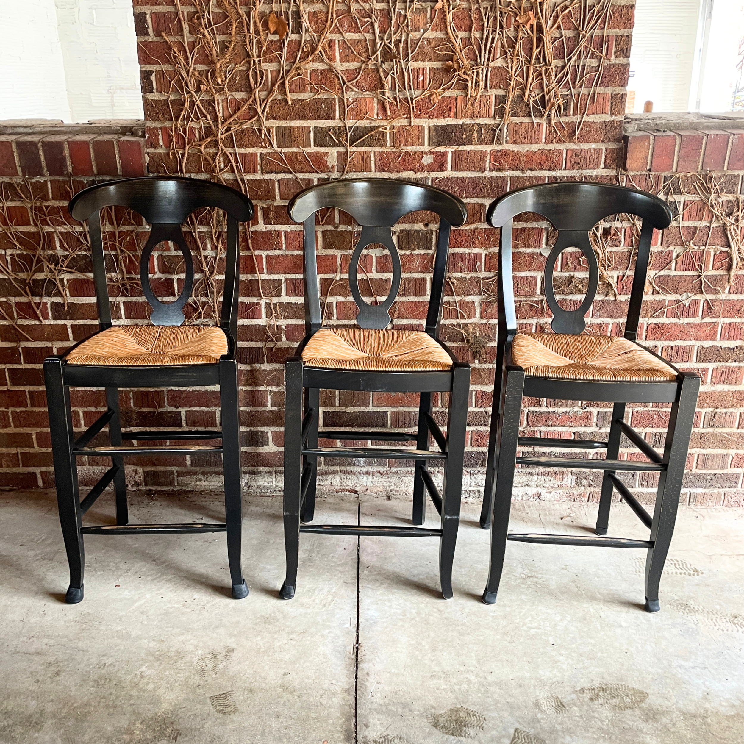 Counter Height Stools with Woven Rush Seats (set of 3)