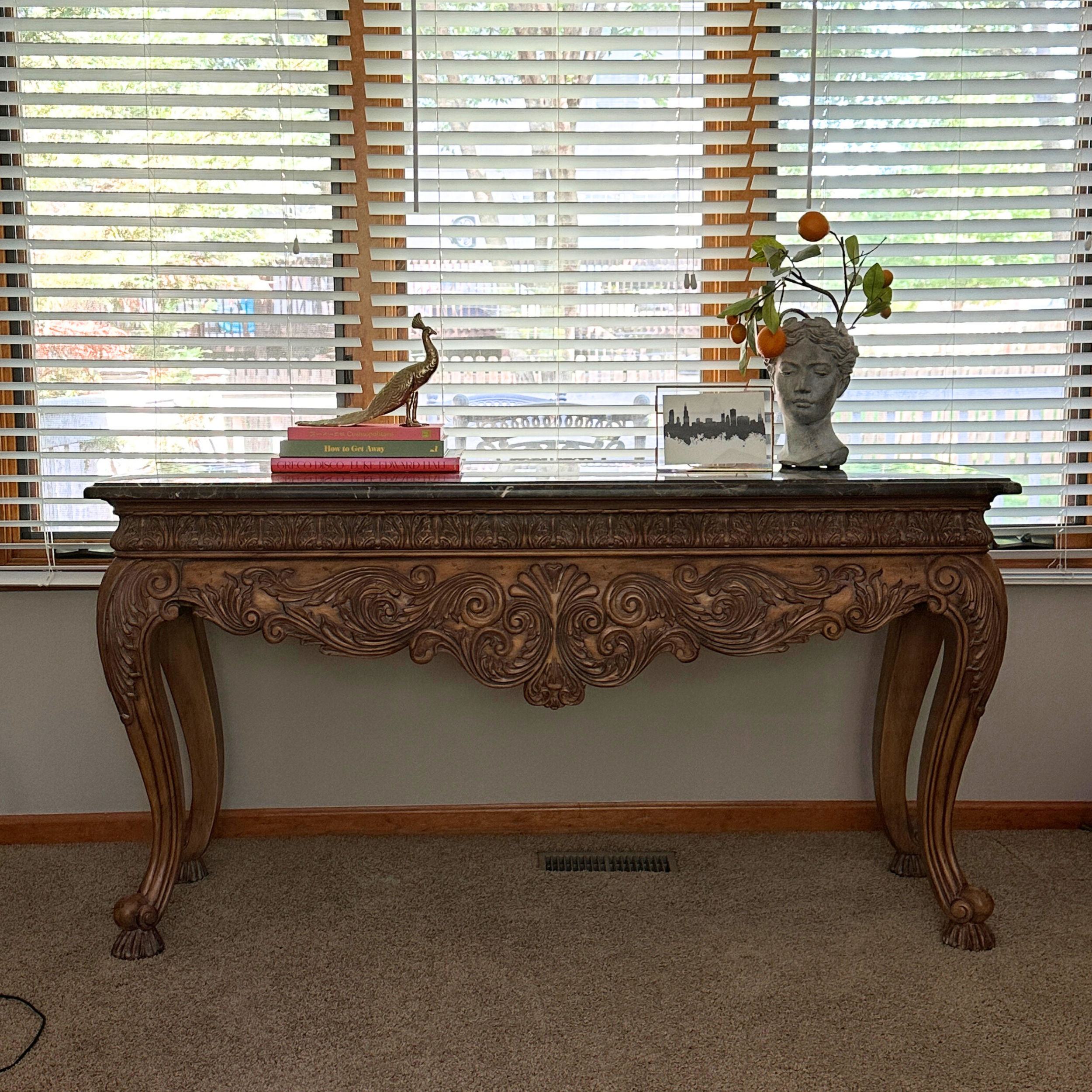 Ethan Allen Marble Top Console Table