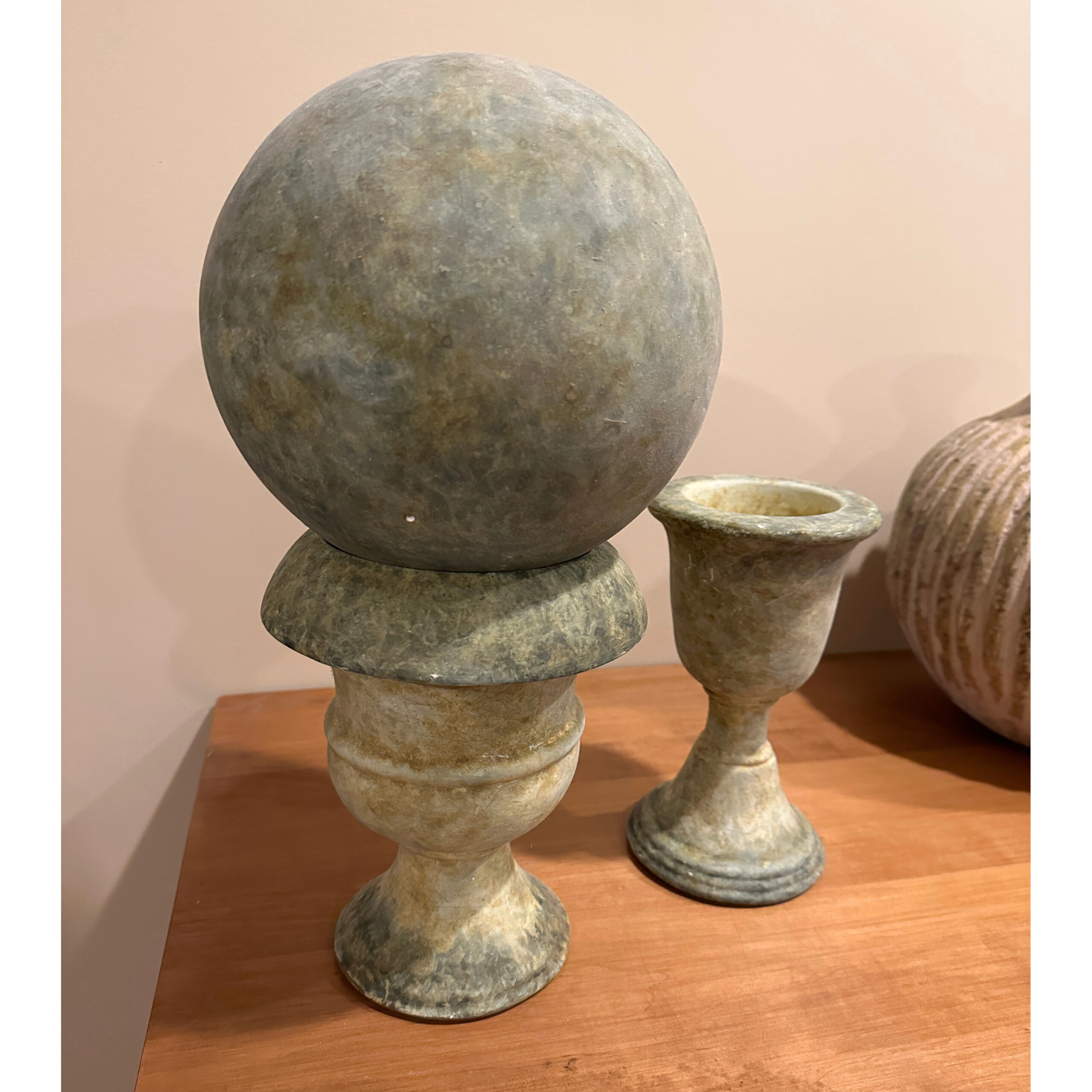 Pair of Urns with a Sphere Garden Statues