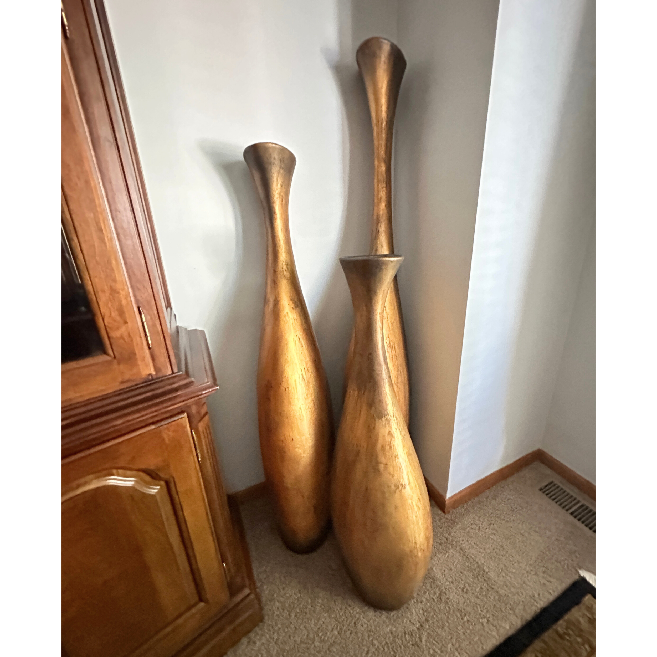 Set of Three Modernist Gold Vases 