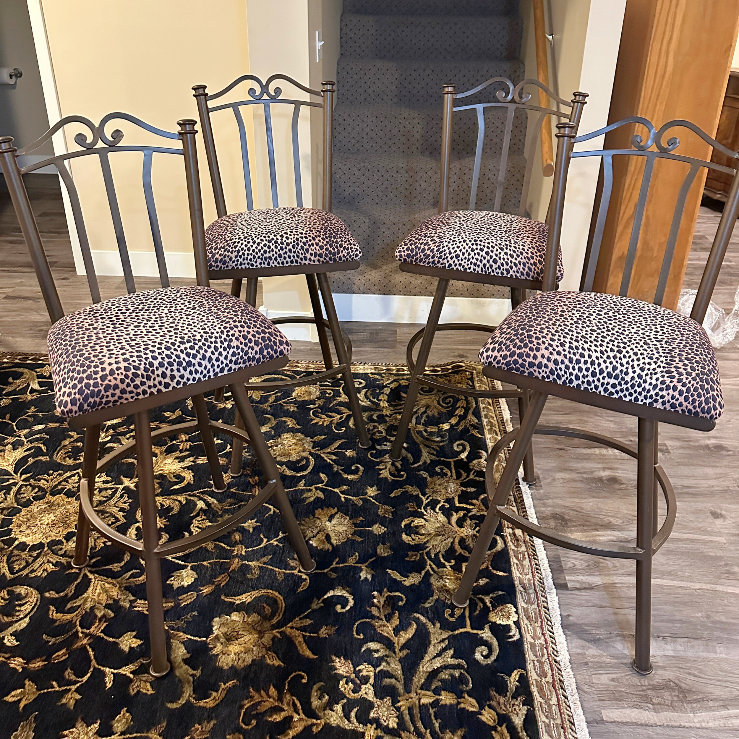 Swivel Counter Height Stools with Leopard Fabric (set of four)