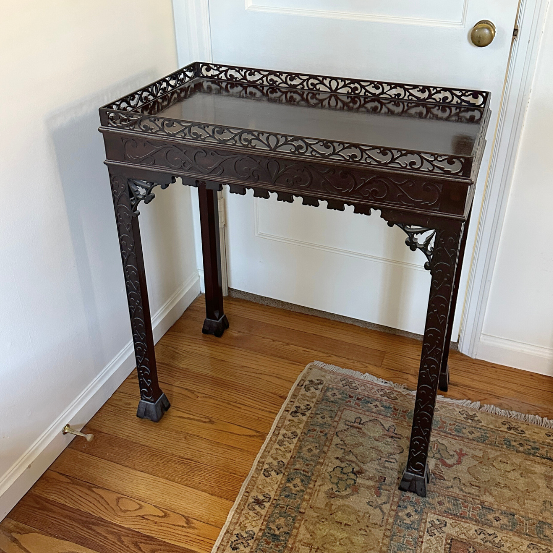Chippendale Style Carved Mahogany Fretwork Tea Table