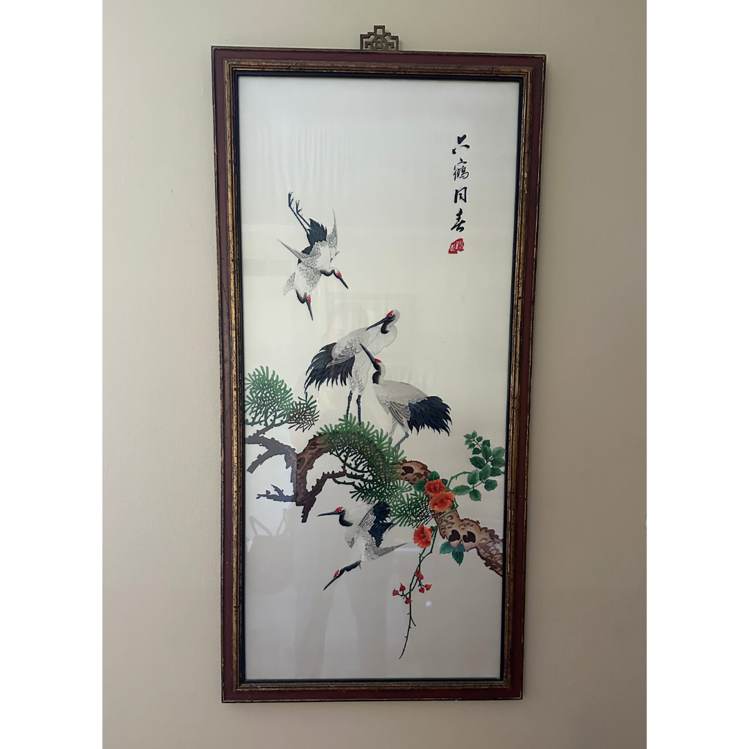 Japanese Cranes Silk Screen