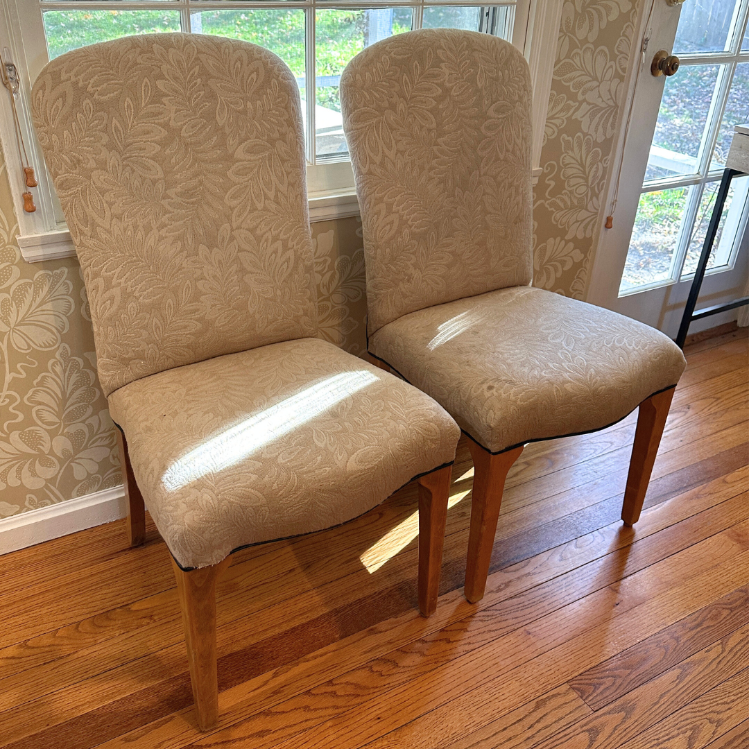 Parsons Style Beige Dining Chairs, a pair
