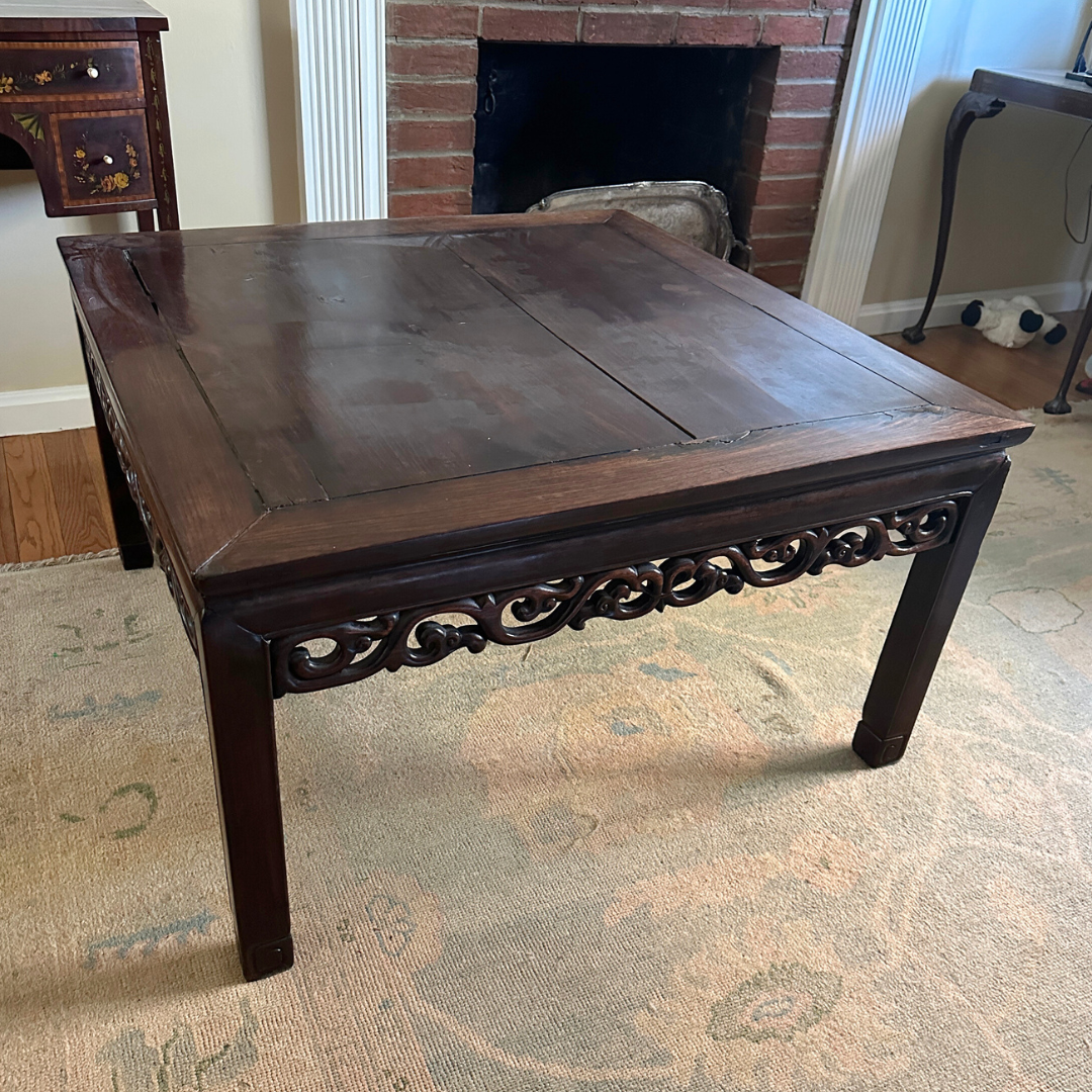 Wood Coffee Table with Fretwork