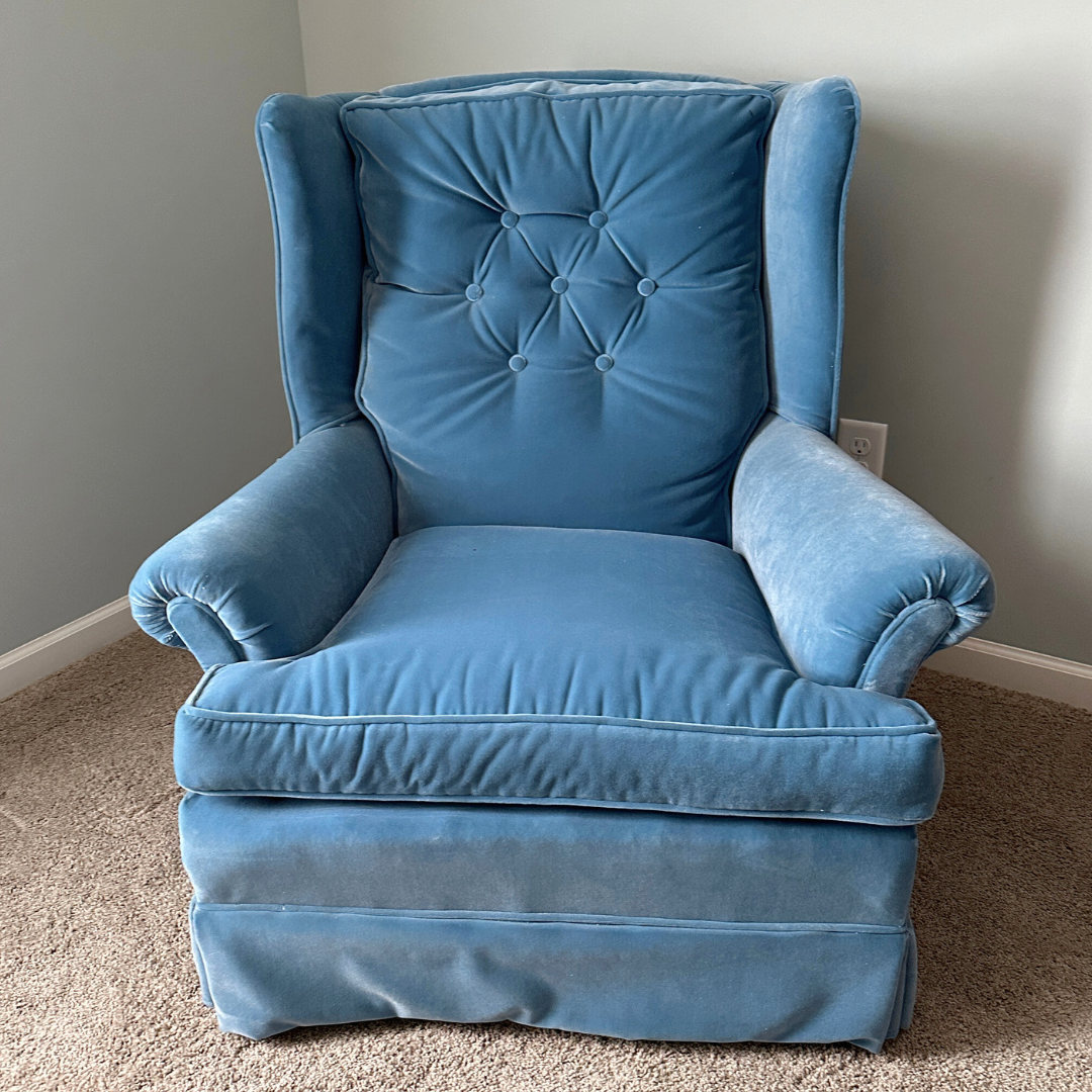 Blue Velour Armchair